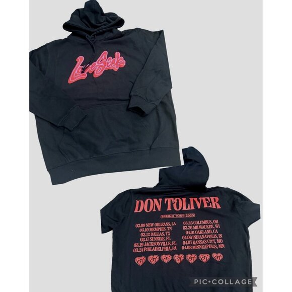 Don Toliver Love Sick Spring Tour 2023 Dates 2 sided Hoodie L Large Black nwot - Picture 1 of 11